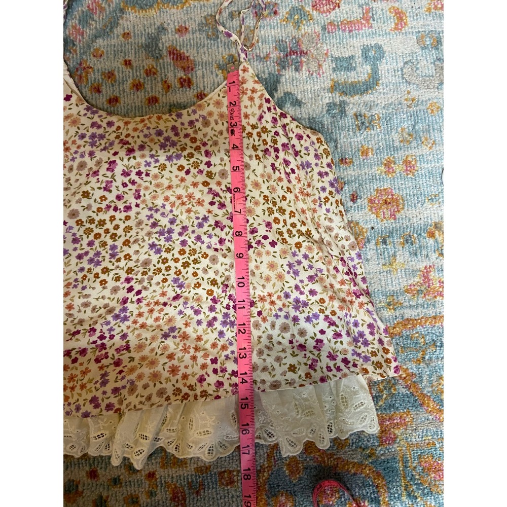 Hem & Thread Boho Ditsy Floral Eyelet Lace Trim Tiered Fairy Cami Tank Top NWT M - Picture 10 of 10